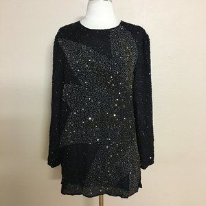 Felicity Sequin Beaded Star Silver Gold top